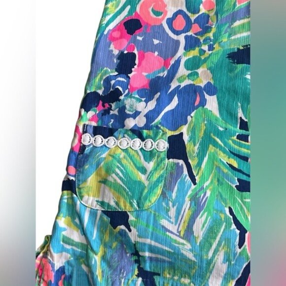Lilly Pulitzer Girls Size 4 Tropical Print Shift Dress With Embellished Details - Picture 2 of 7